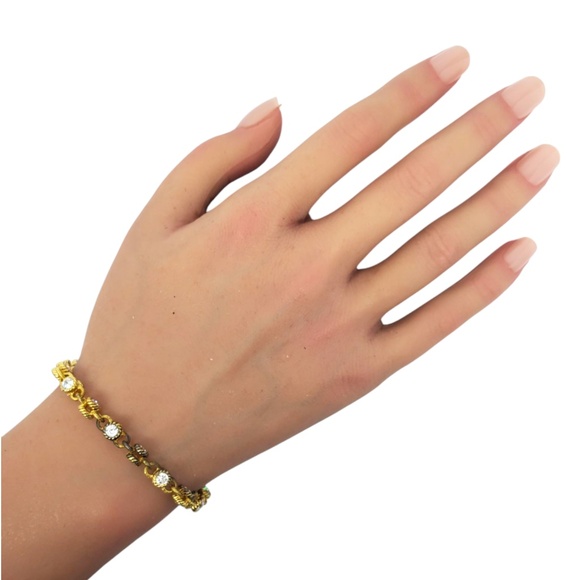 Judith Ripka Sterling Silver Gold-Tone CZ Link Bracelet #21219 - Picture 12 of 12